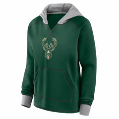 Hunter Green Milwaukee Bucks Logo Athletic Women's Boom Pullover Hoodie | NBA