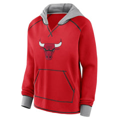 Red Chicago Bulls Logo Athletic Women's Boom Pullover Hoodie | NBA