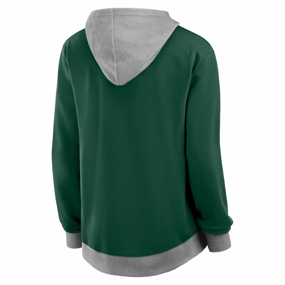 Hunter Green Milwaukee Bucks Logo Athletic Women's Hit It French Terry Full-Zip Hoodie | NBA