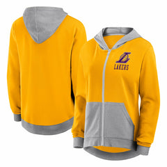 Gold Los Angeles Lakers Logo Athletic Women's Hit It French Terry Full-Zip Hoodie | NBA