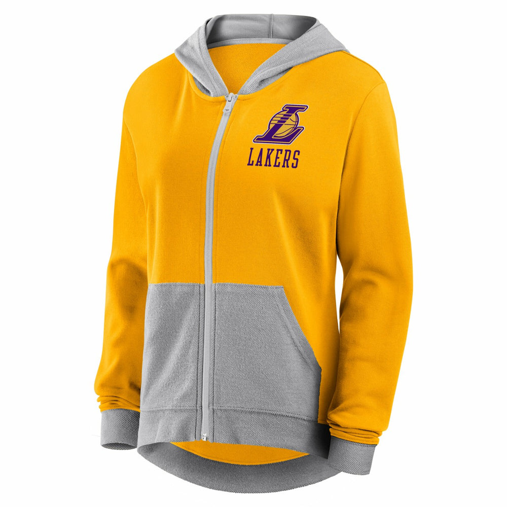 Gold Los Angeles Lakers Logo Athletic Women's Hit It French Terry Full-Zip Hoodie | NBA