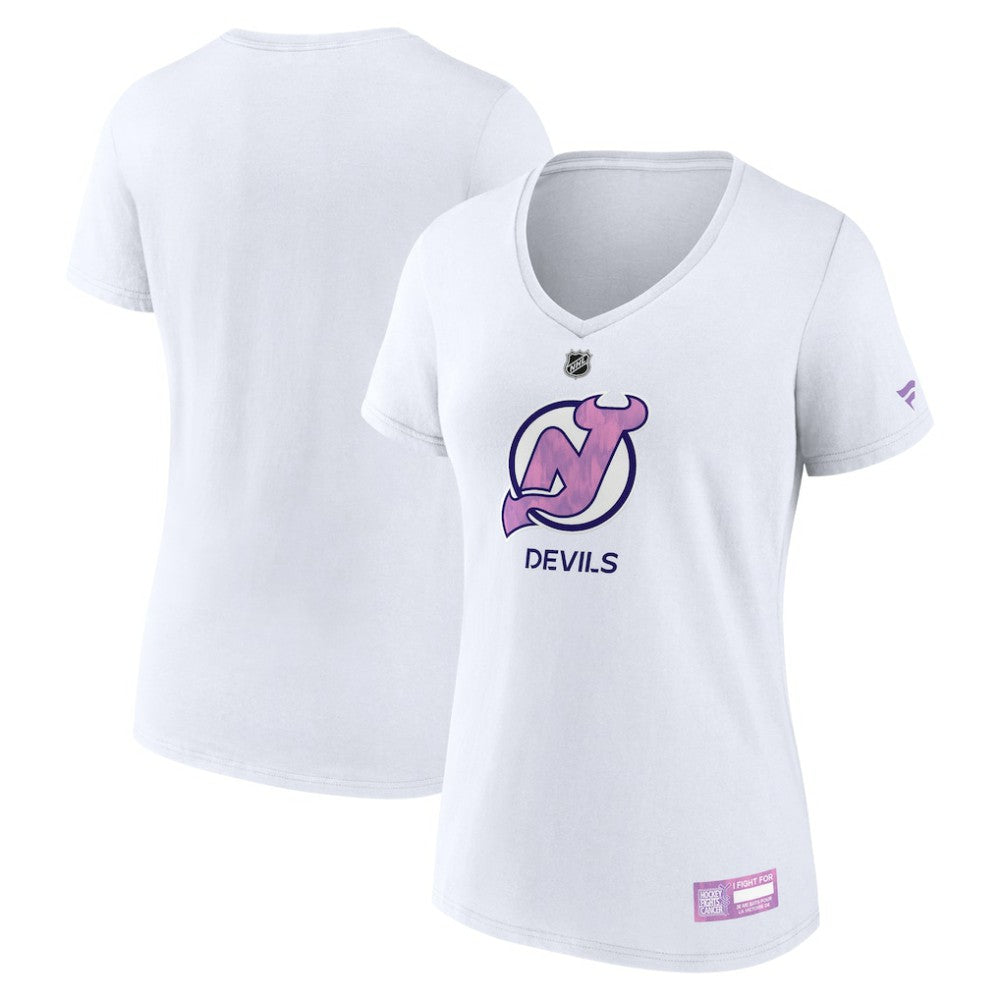 New Jersey Devils Fanatics Women's 2024 Hockey Fights Cancer V-Neck T-Shirt -  NHL T-shirts