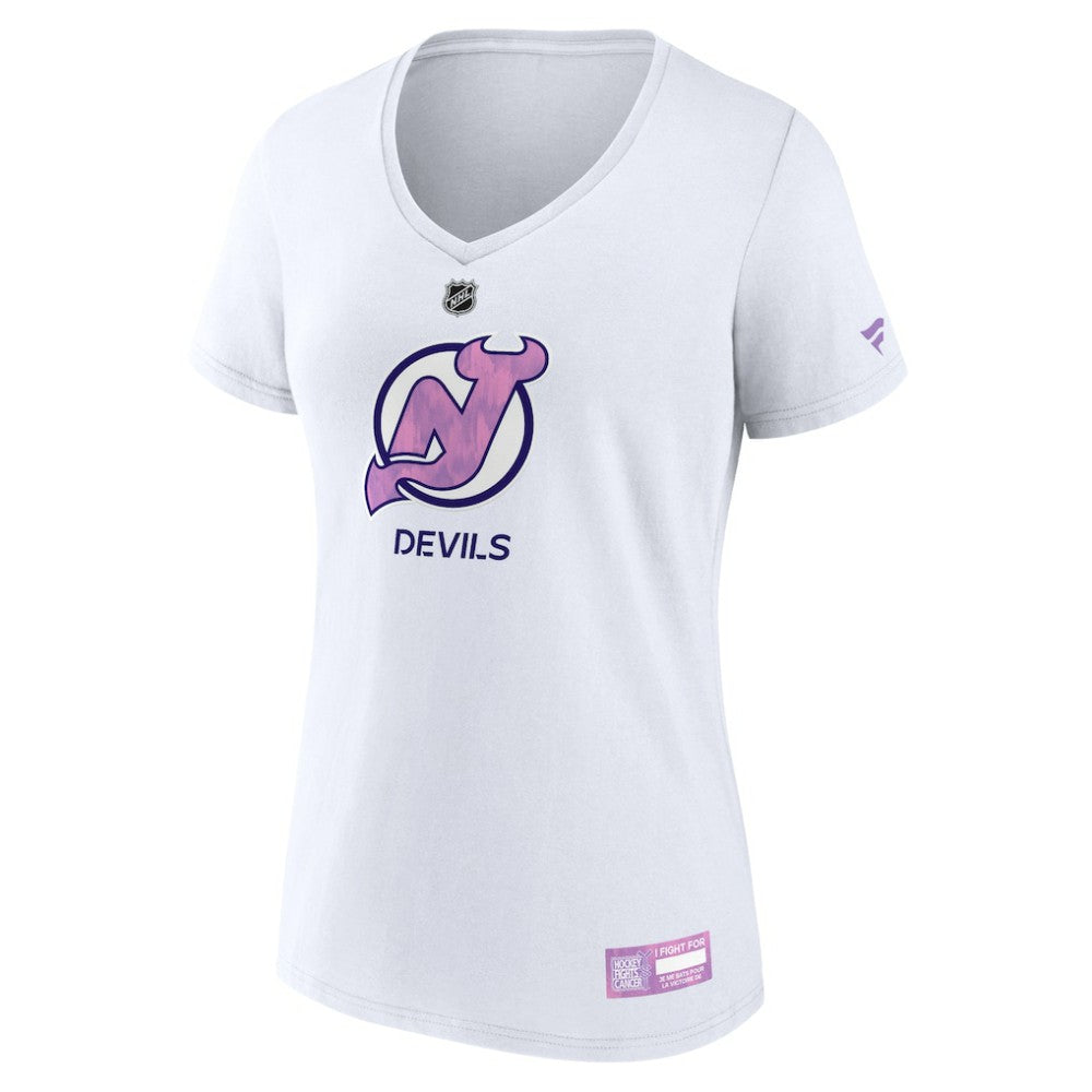 New Jersey Devils Fanatics Women's 2024 Hockey Fights Cancer V-Neck T-Shirt -  NHL T-shirts