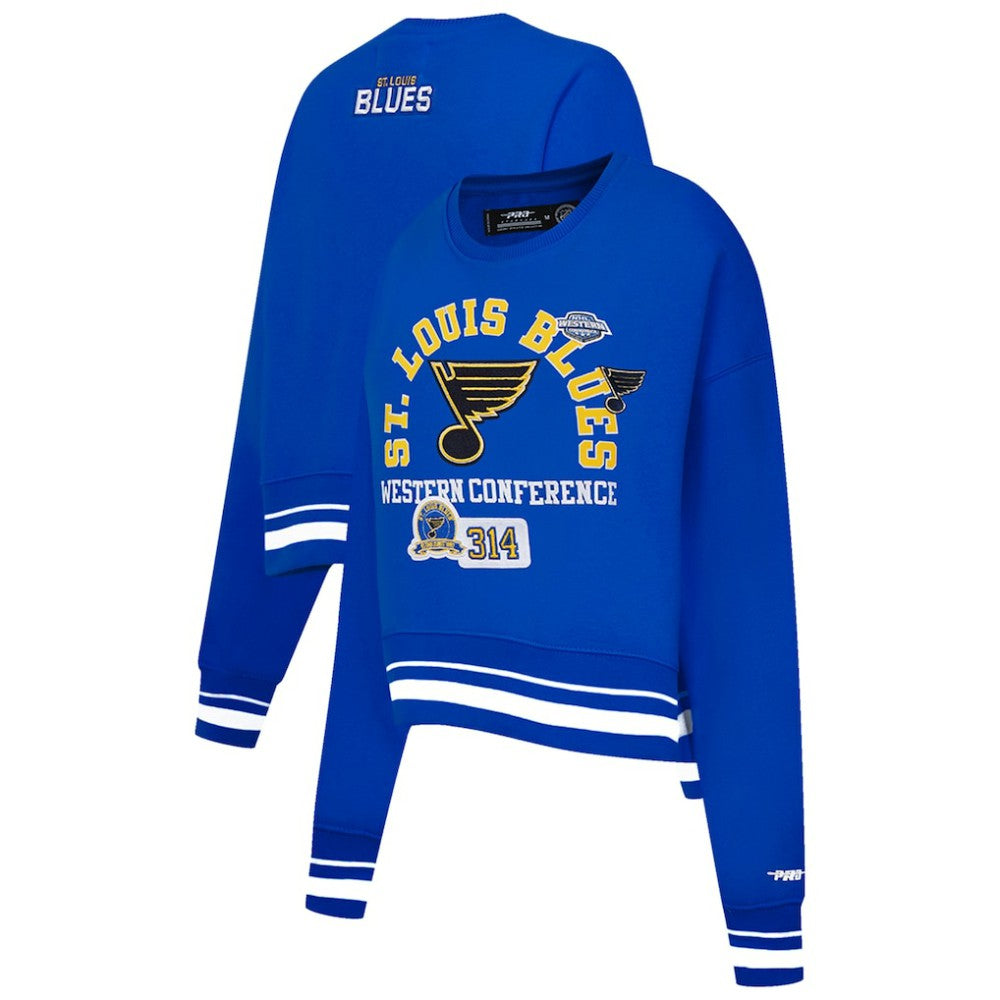 St. Louis Blues Pro Standard Women's Area Code Cropped Pullover Sweatshirt -  NHL Sweatshirts