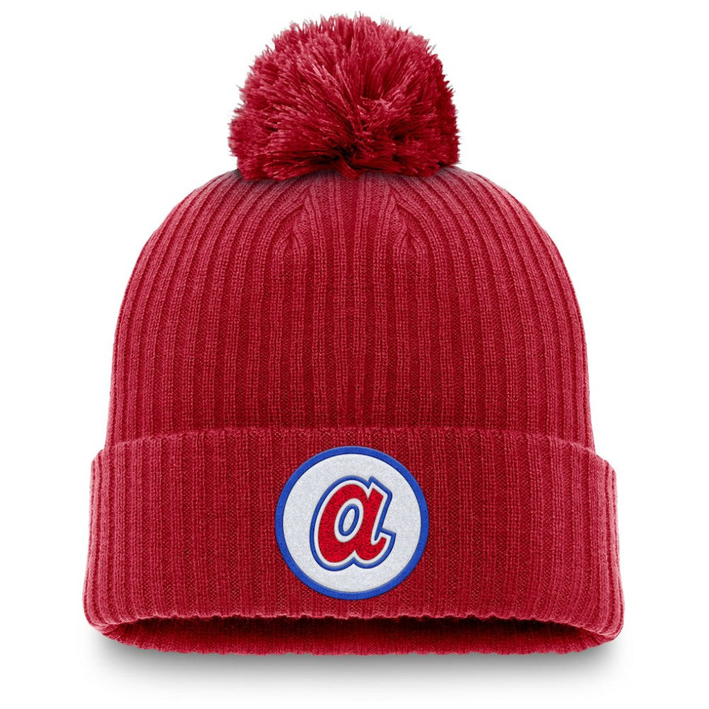 Atlanta Braves Nike Cooperstown Collection Patch Cuffed Knit Hat with Pom - MLB Hats