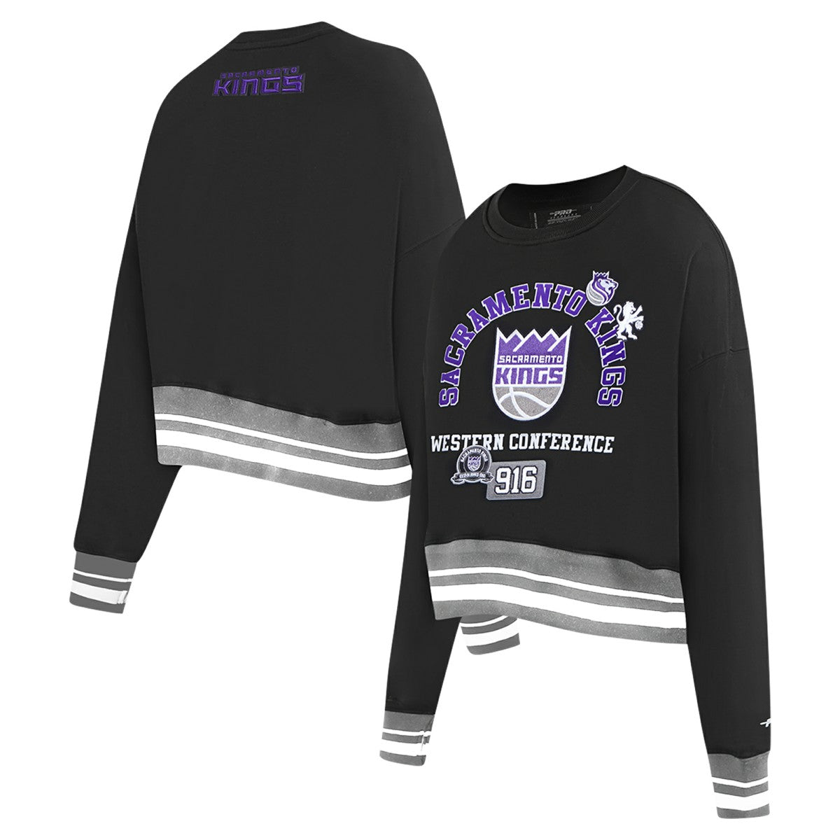 Black Sacramento Kings Pro Standard Women's Area Code Cropped Pullover Sweatshirt | NBA