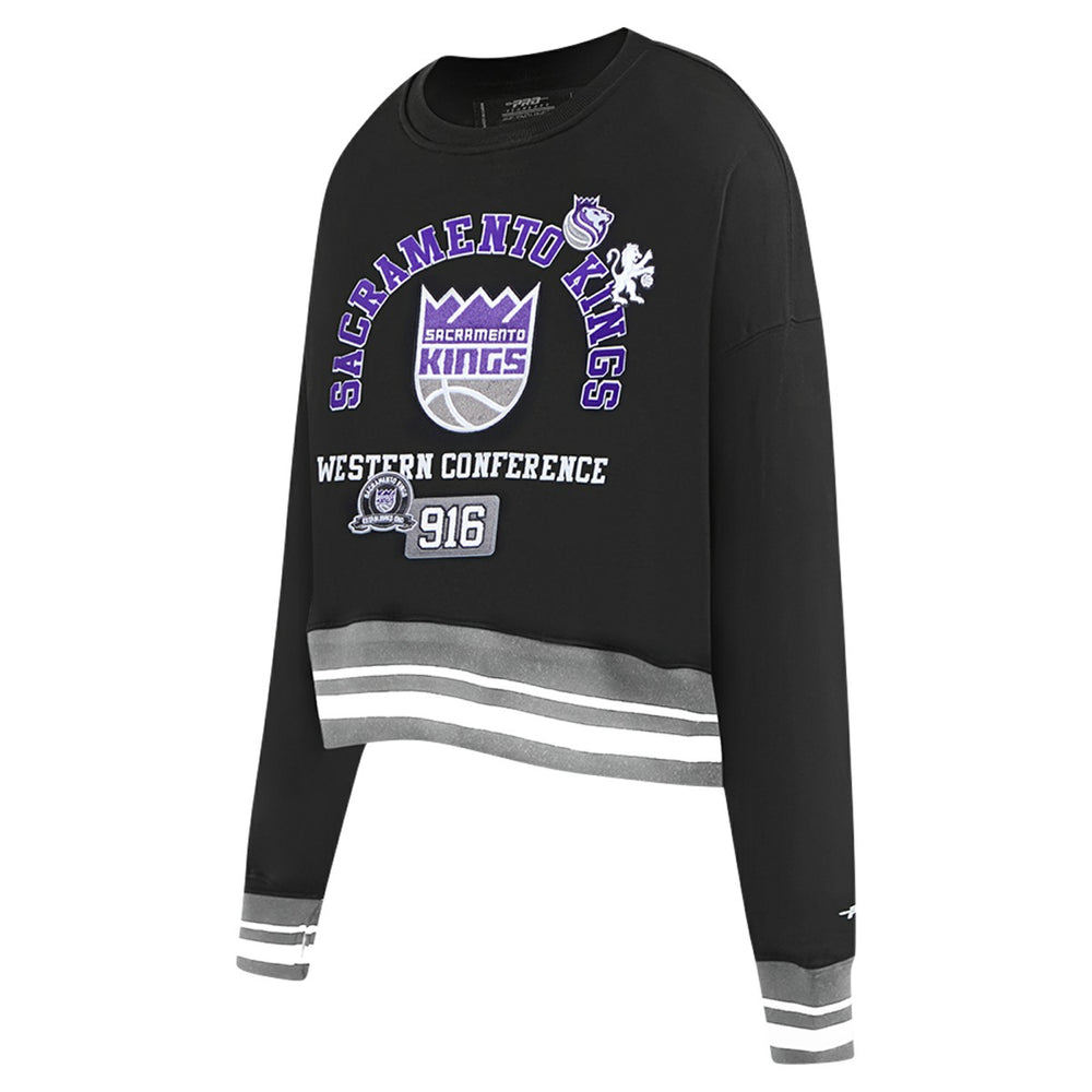 Black Sacramento Kings Pro Standard Women's Area Code Cropped Pullover Sweatshirt | NBA