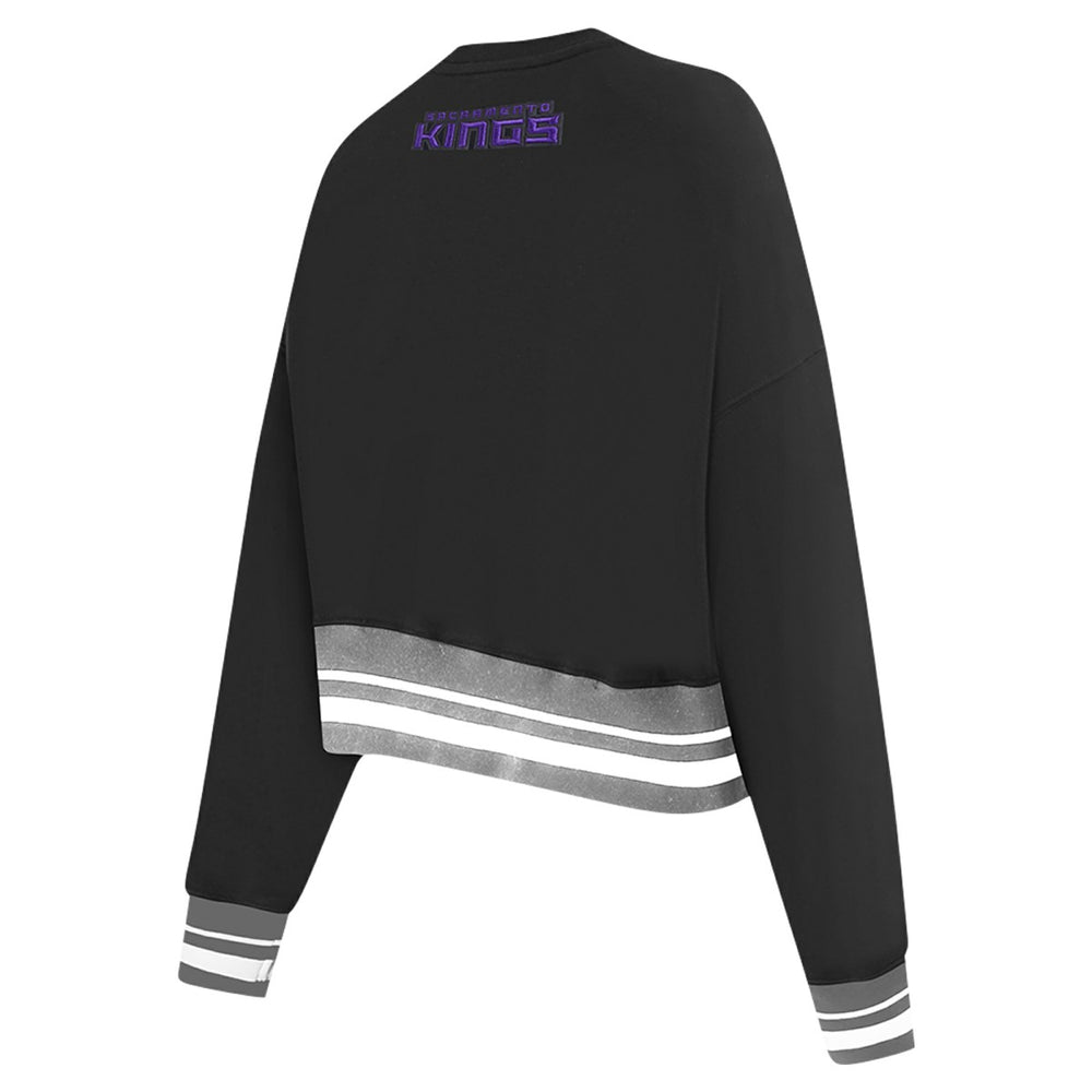 Black Sacramento Kings Pro Standard Women's Area Code Cropped Pullover Sweatshirt | NBA