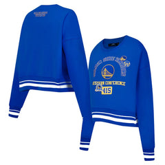 Royal Golden State Warriors Pro Standard Women's Area Code Cropped Pullover Sweatshirt sale | NBA
