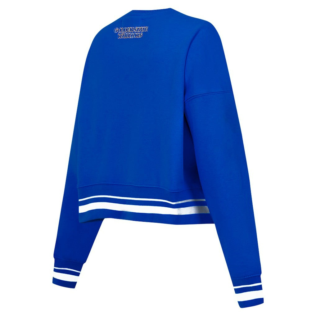 Royal Golden State Warriors Pro Standard Women's Area Code Cropped Pullover Sweatshirt sale | NBA