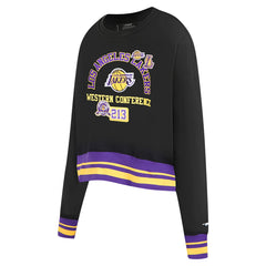 Black Los Angeles Lakers Pro Standard Women's Area Code Cropped Pullover Sweatshirt | NBA