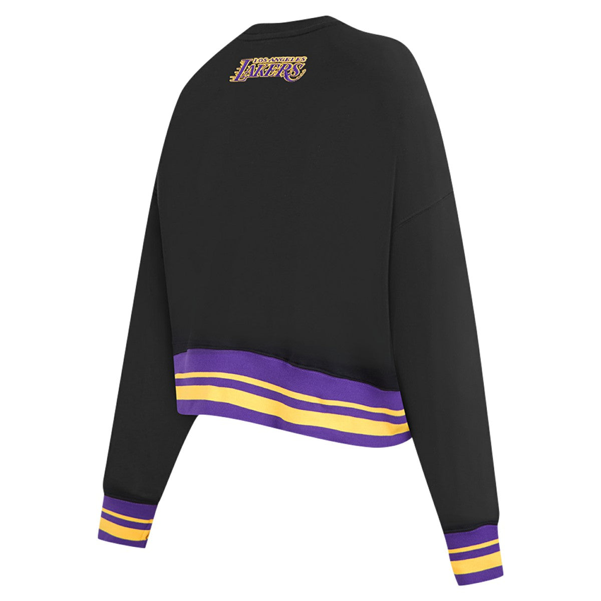 Black Los Angeles Lakers Pro Standard Women's Area Code Cropped Pullover Sweatshirt | NBA