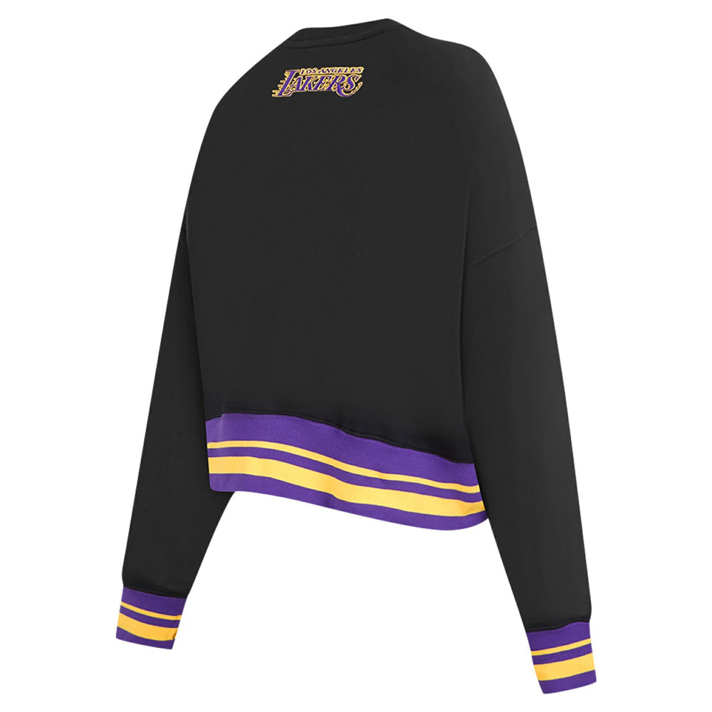 Black Los Angeles Lakers Pro Standard Women's Area Code Cropped Pullover Sweatshirt | NBA