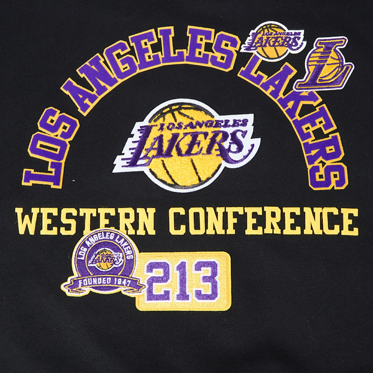 Black Los Angeles Lakers Pro Standard Women's Area Code Cropped Pullover Sweatshirt | NBA