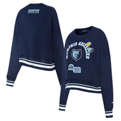 Navy Memphis Grizzlies Pro Standard Women's Area Code Cropped Pullover Sweatshirt | NBA