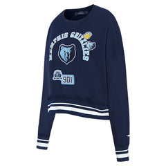 Navy Memphis Grizzlies Pro Standard Women's Area Code Cropped Pullover Sweatshirt | NBA