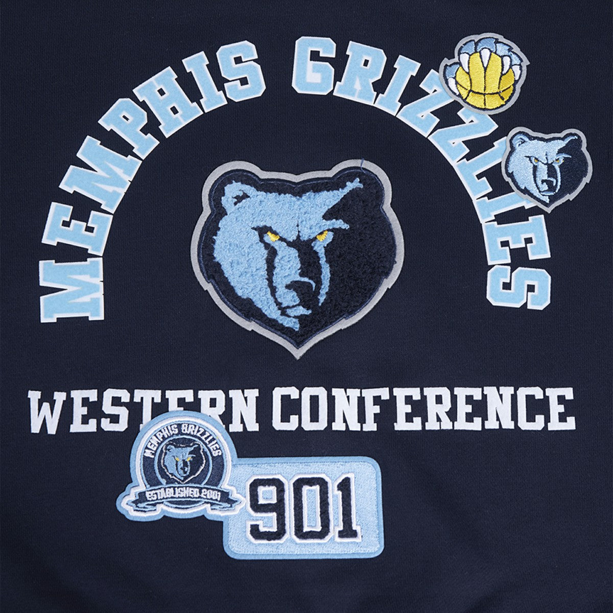 Navy Memphis Grizzlies Pro Standard Women's Area Code Cropped Pullover Sweatshirt | NBA