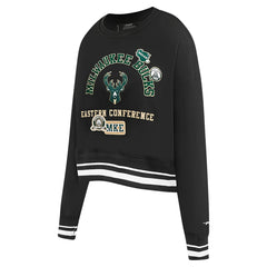 Black Milwaukee Bucks Pro Standard Women's Area Code Cropped Pullover Sweatshirt | NBA