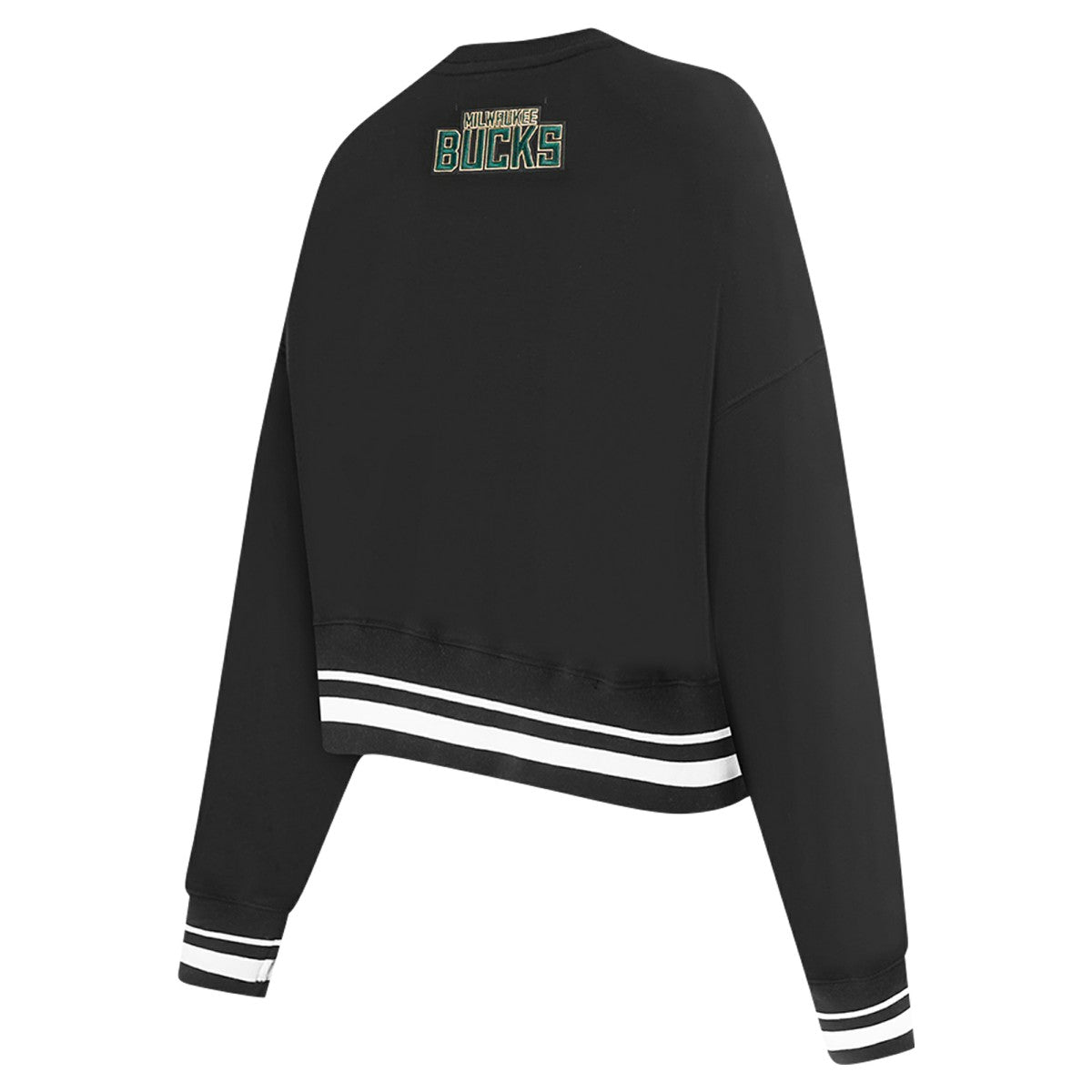 Black Milwaukee Bucks Pro Standard Women's Area Code Cropped Pullover Sweatshirt | NBA