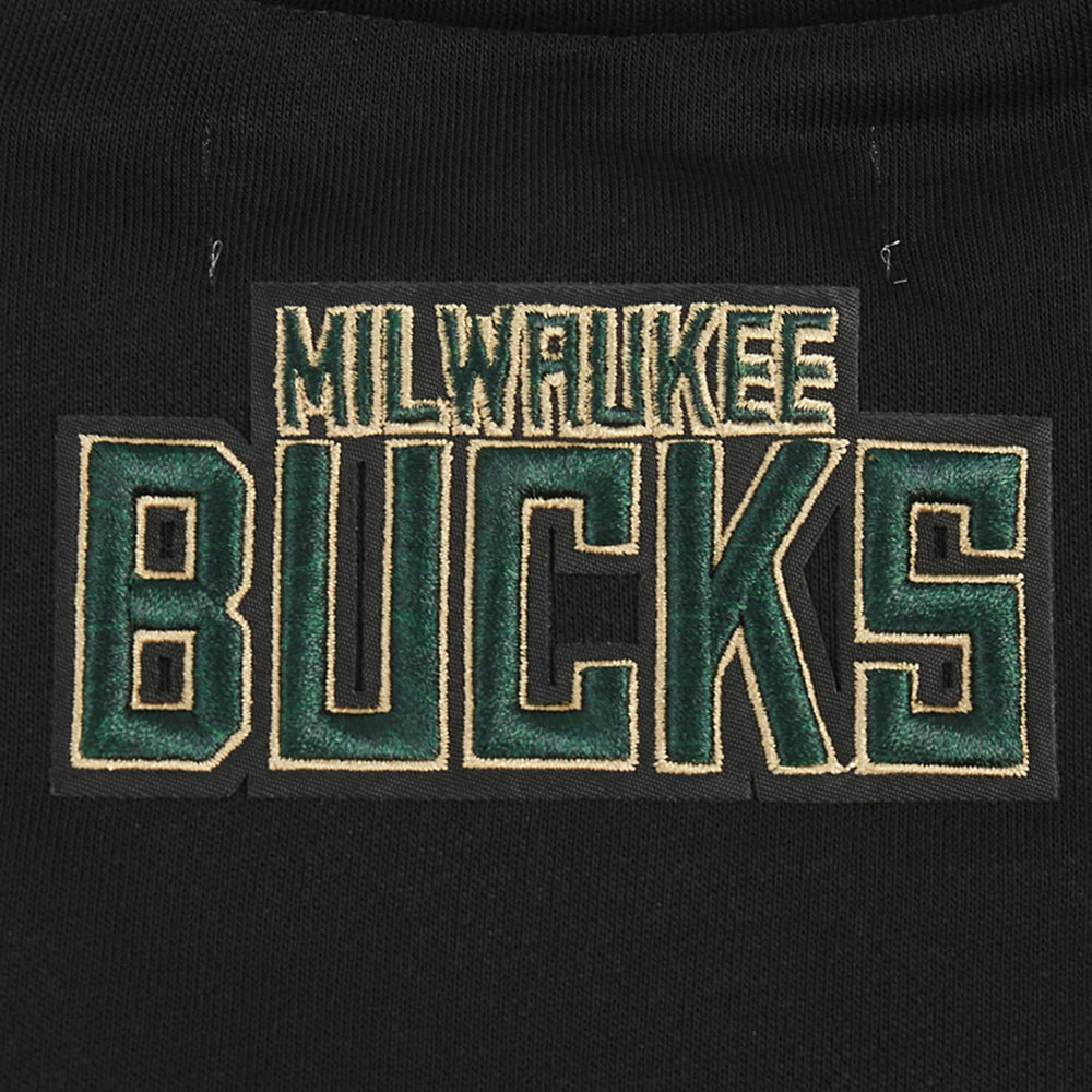 Black Milwaukee Bucks Pro Standard Women's Area Code Cropped Pullover Sweatshirt | NBA