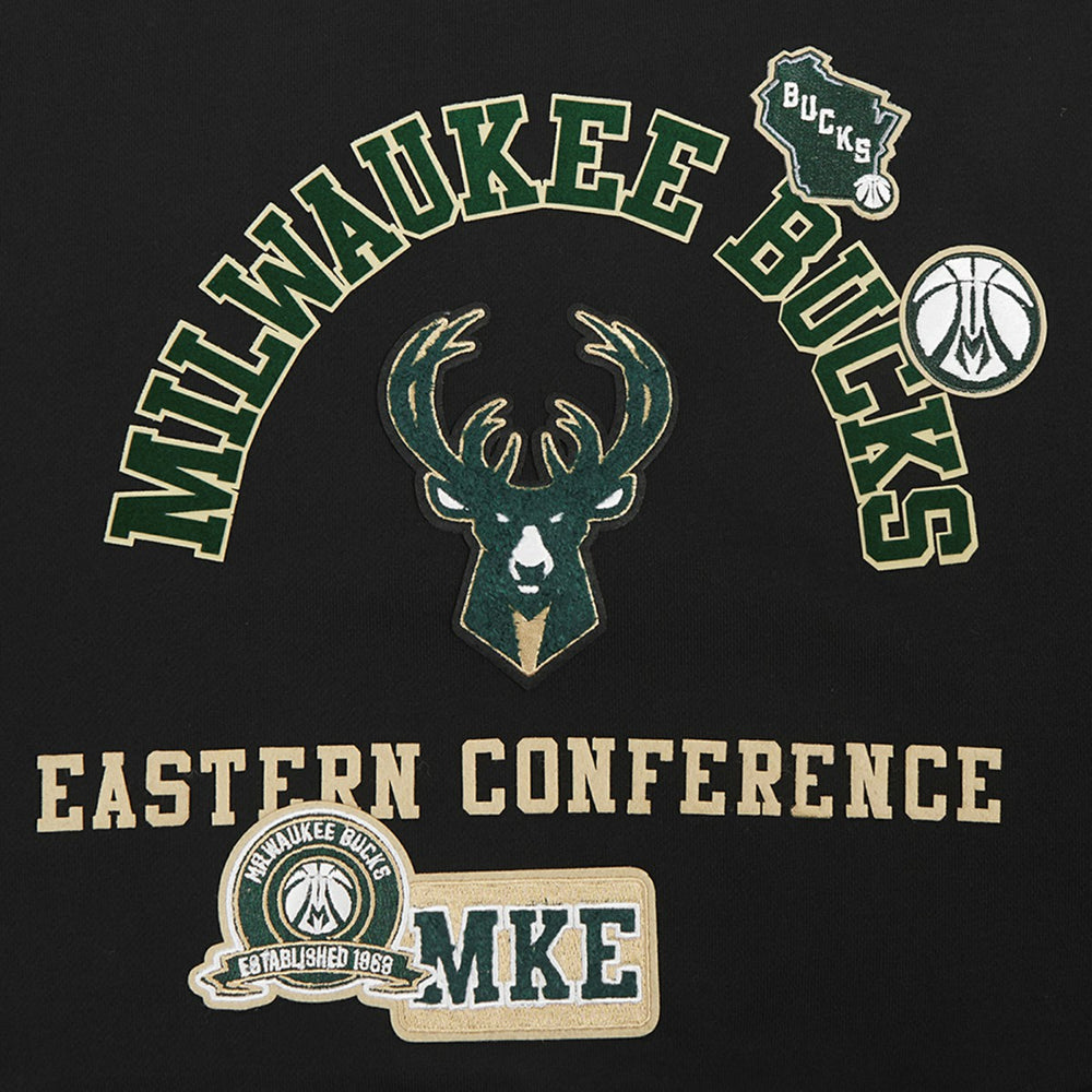 Black Milwaukee Bucks Pro Standard Women's Area Code Cropped Pullover Sweatshirt | NBA
