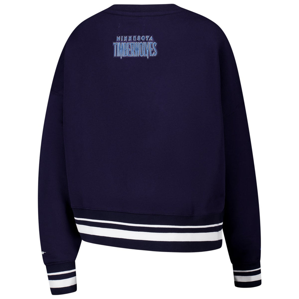 Navy Minnesota Timberwolves Pro Standard Women's Area Code Cropped Pullover Sweatshirt | NBA