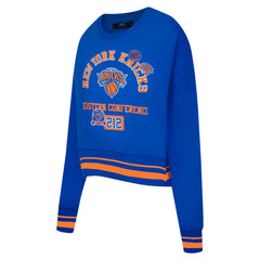 Blue New York Knicks Pro Standard Women's Area Code Cropped Pullover Sweatshirt | NBA