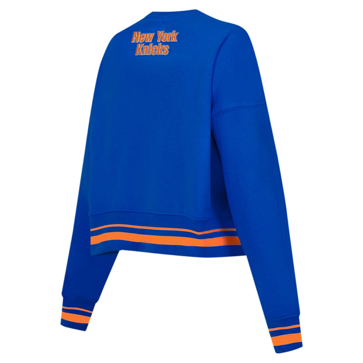 Blue New York Knicks Pro Standard Women's Area Code Cropped Pullover Sweatshirt | NBA