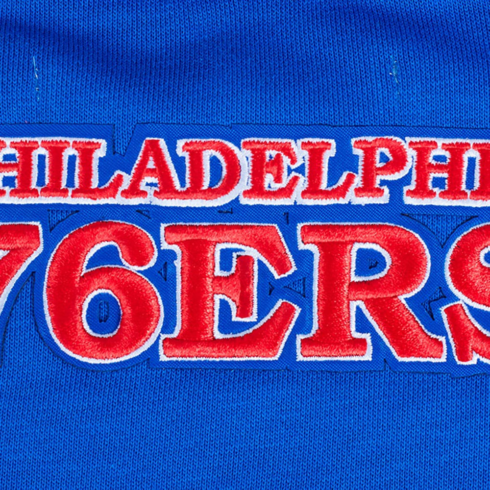Royal Philadelphia 76ers Pro Standard Women's Area Code Cropped Pullover Sweatshirt | NBA