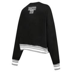 Black Brooklyn Nets Pro Standard Women's Area Code Cropped Pullover Sweatshirt | NBA