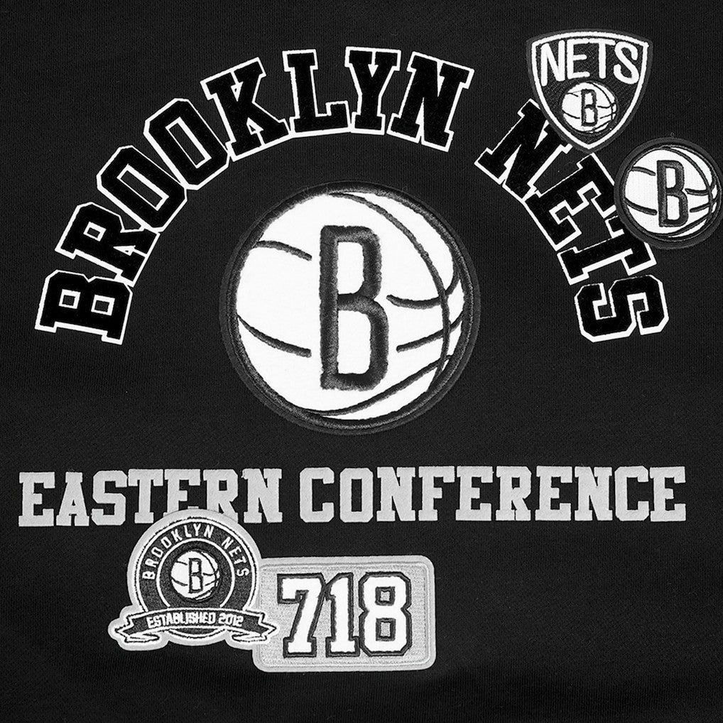 Black Brooklyn Nets Pro Standard Women's Area Code Cropped Pullover Sweatshirt | NBA