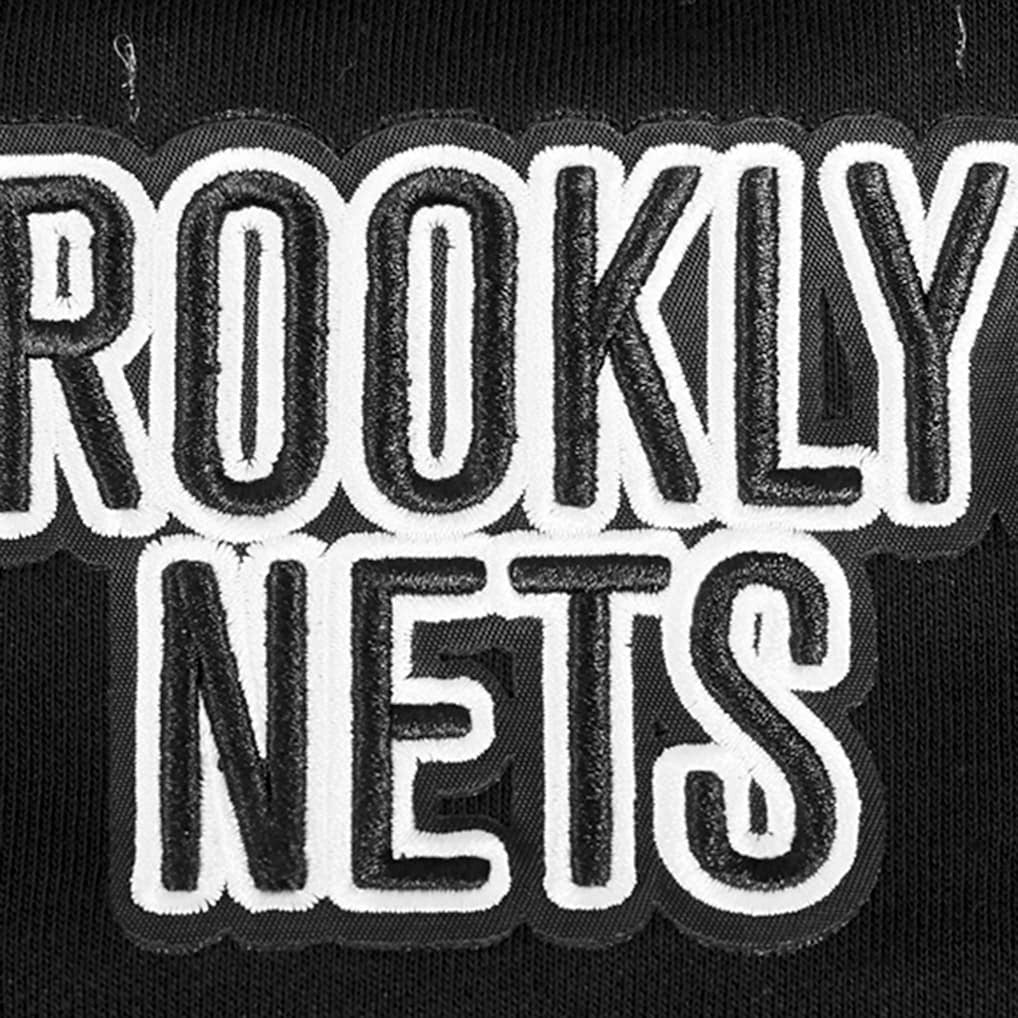 Black Brooklyn Nets Pro Standard Women's Area Code Cropped Pullover Sweatshirt | NBA