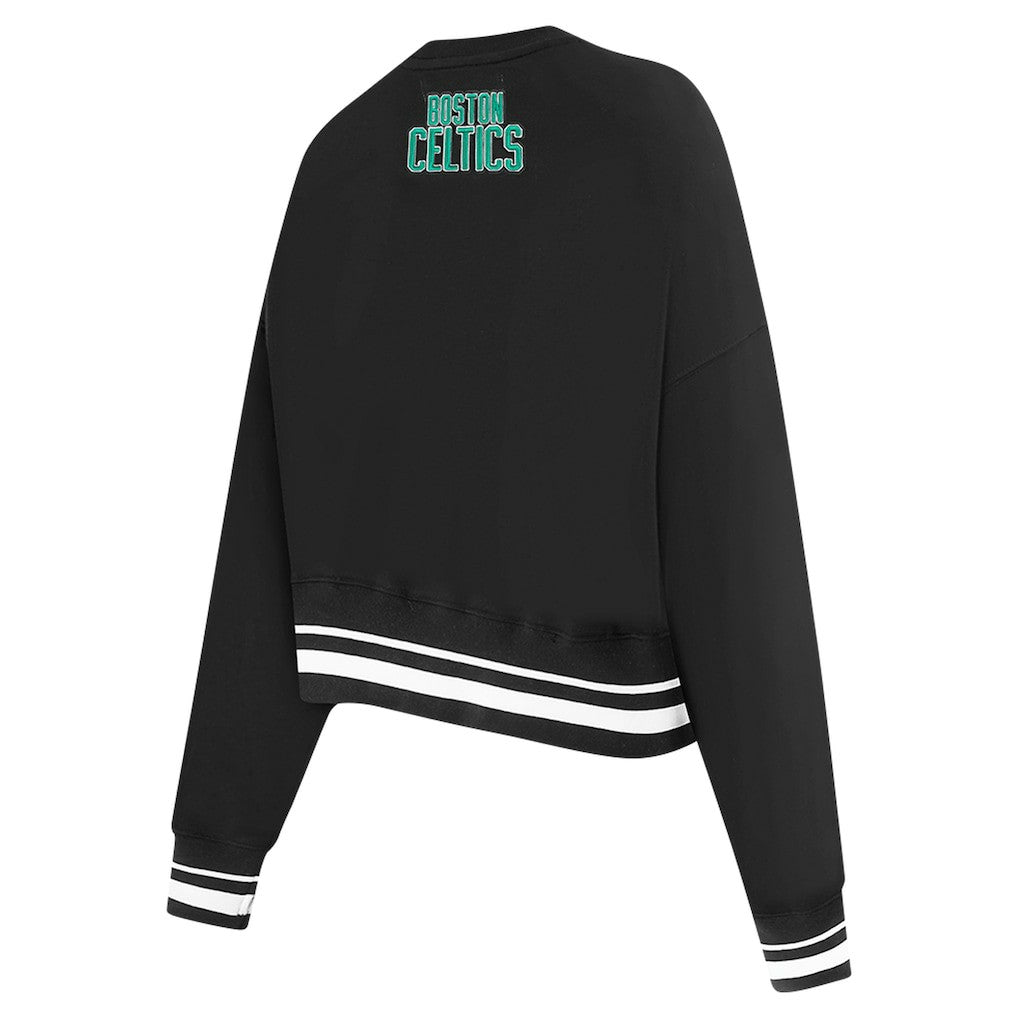 Black Boston Celtics Pro Standard Women's Area Code Cropped Pullover Sweatshirt | NBA