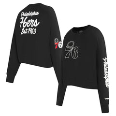 Black Philadelphia 76ers Pro Standard Women's Paint The City Cropped Pullover Sweatshirt | NBA