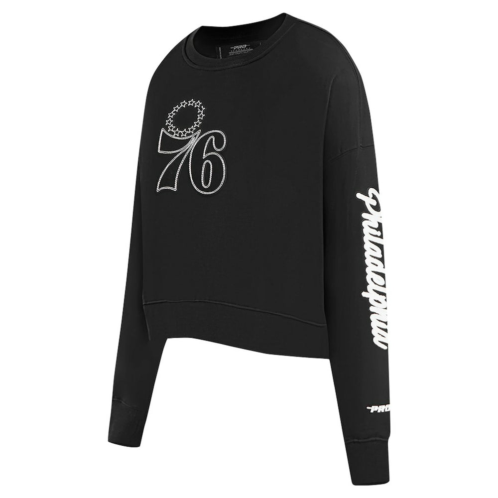 Black Philadelphia 76ers Pro Standard Women's Paint The City Cropped Pullover Sweatshirt | NBA