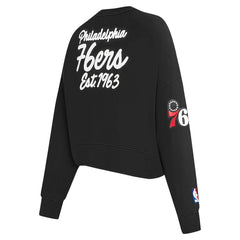 Black Philadelphia 76ers Pro Standard Women's Paint The City Cropped Pullover Sweatshirt | NBA