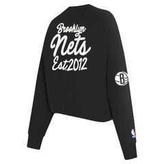 Black Brooklyn Nets Pro Standard Women's Paint The City Cropped Pullover Sweatshirt | NBA