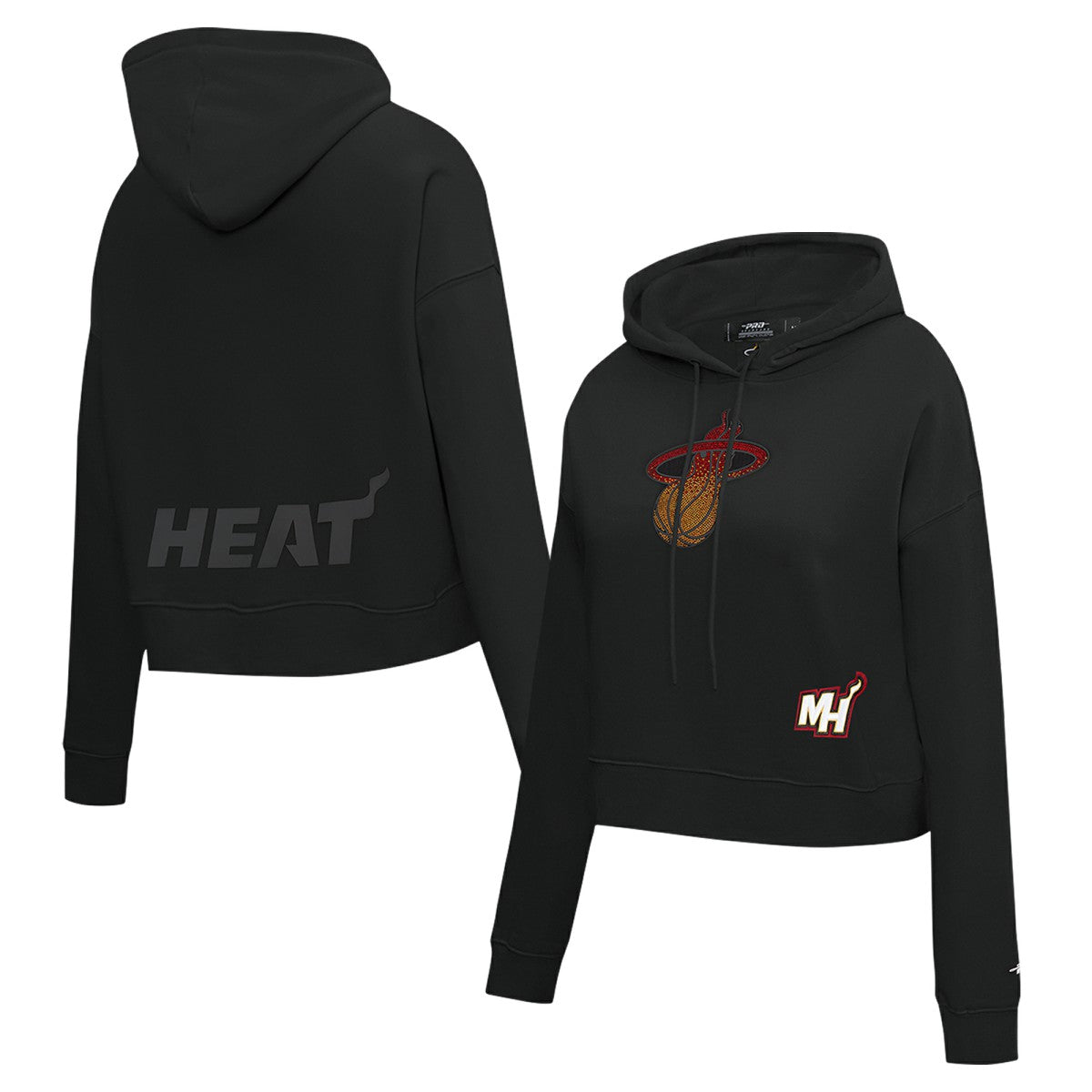 Black Miami Heat Pro Standard Women's Jewels Cropped Pullover Hoodie | NBA