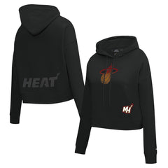 Black Miami Heat Pro Standard Women's Jewels Cropped Pullover Hoodie | NBA