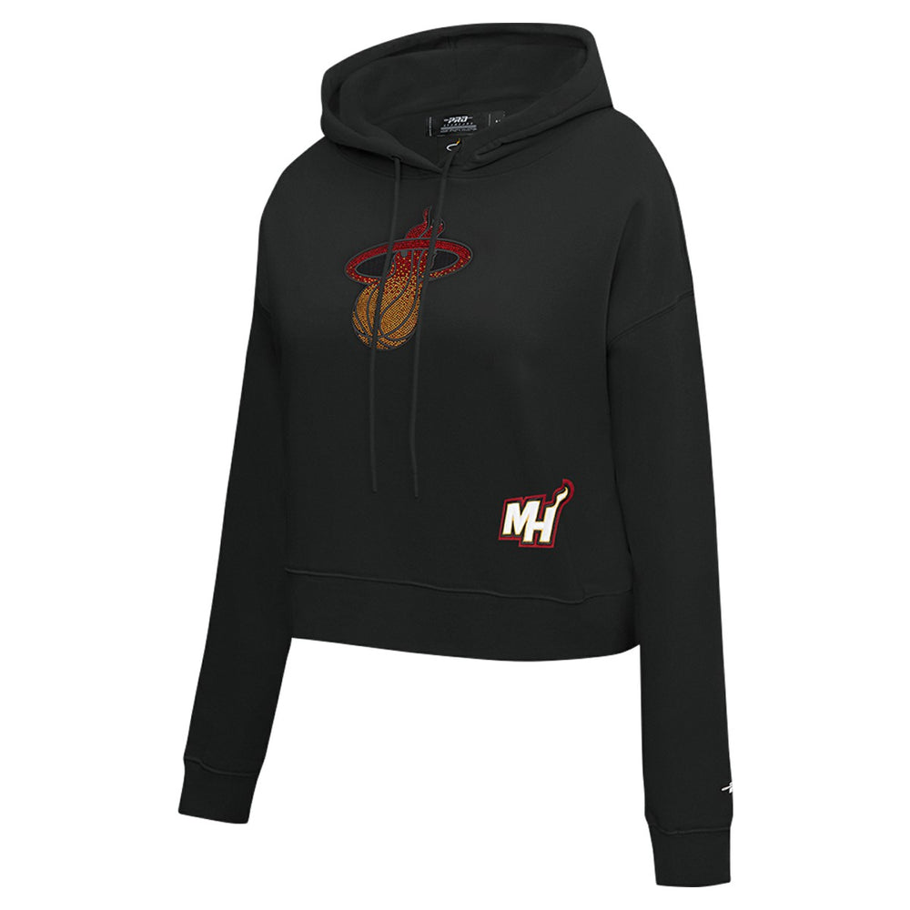 Black Miami Heat Pro Standard Women's Jewels Cropped Pullover Hoodie | NBA