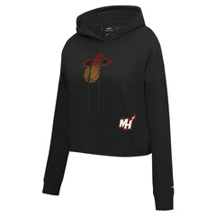 Black Miami Heat Pro Standard Women's Jewels Cropped Pullover Hoodie | NBA