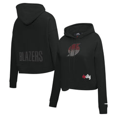 Black Portland Trail Blazers Pro Standard Women's Jewels Cropped Pullover Hoodie | NBA