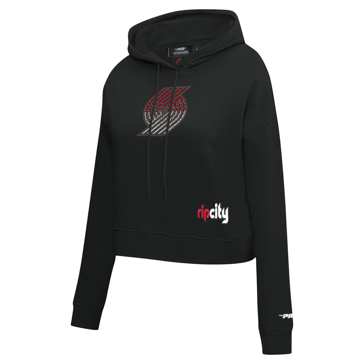Black Portland Trail Blazers Pro Standard Women's Jewels Cropped Pullover Hoodie | NBA