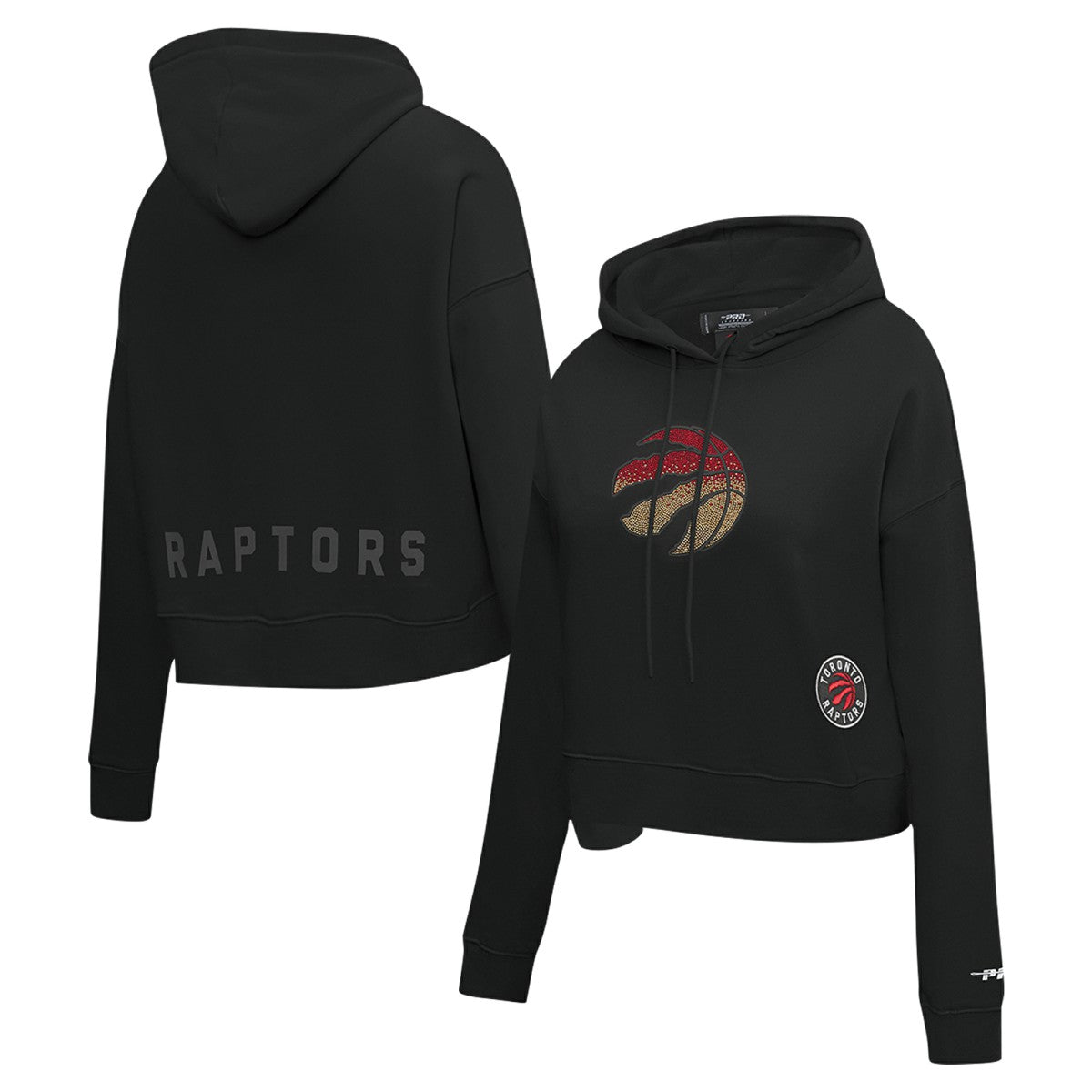 Black Toronto Raptors Pro Standard Women's Jewels Cropped Pullover Hoodie | NBA