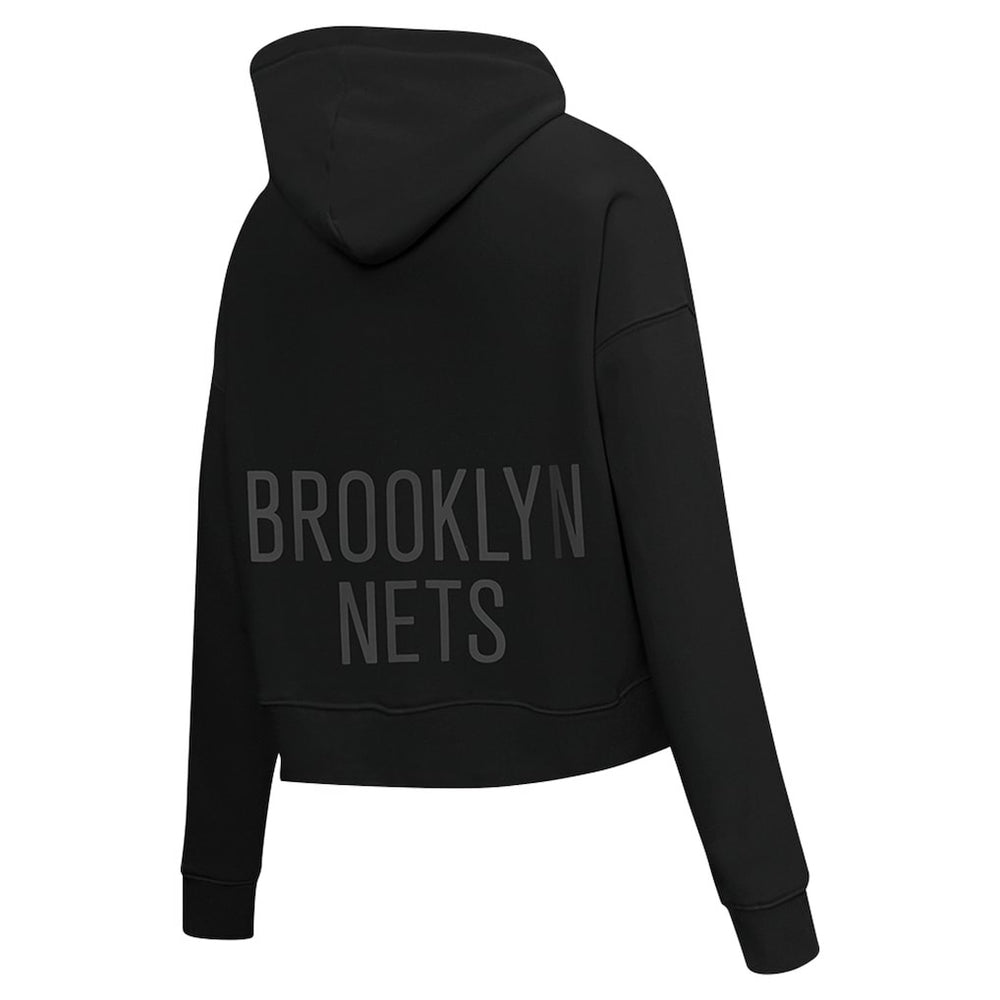 Black Brooklyn Nets Pro Standard Women's Jewels Cropped Pullover Hoodie | NBA