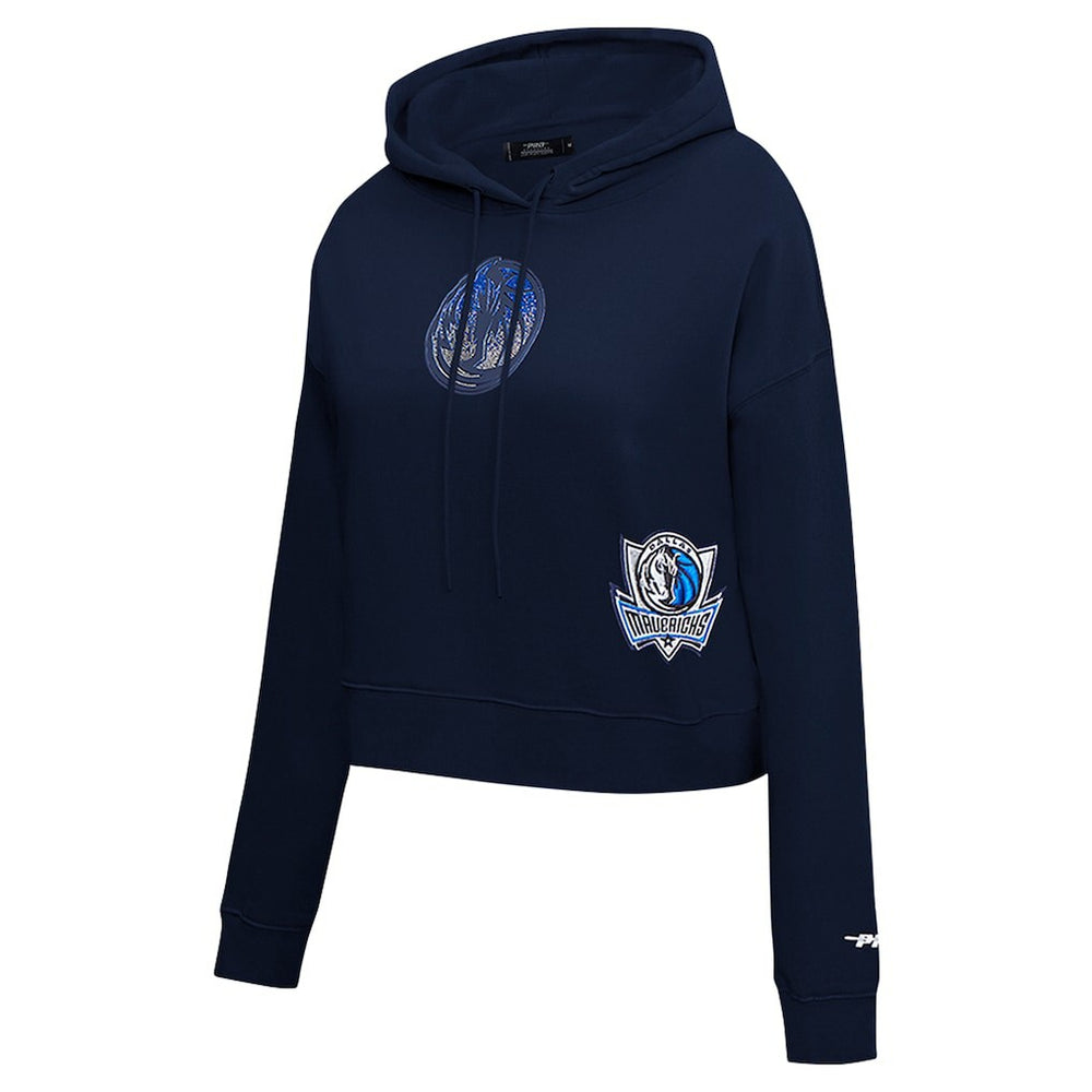 Navy Dallas Mavericks Pro Standard Women's Jewels Cropped Pullover Hoodie sale | NBA