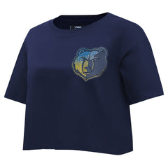 Navy Memphis Grizzlies Pro Standard Women's Jewels Boxy Cropped T-Shirt | NBA