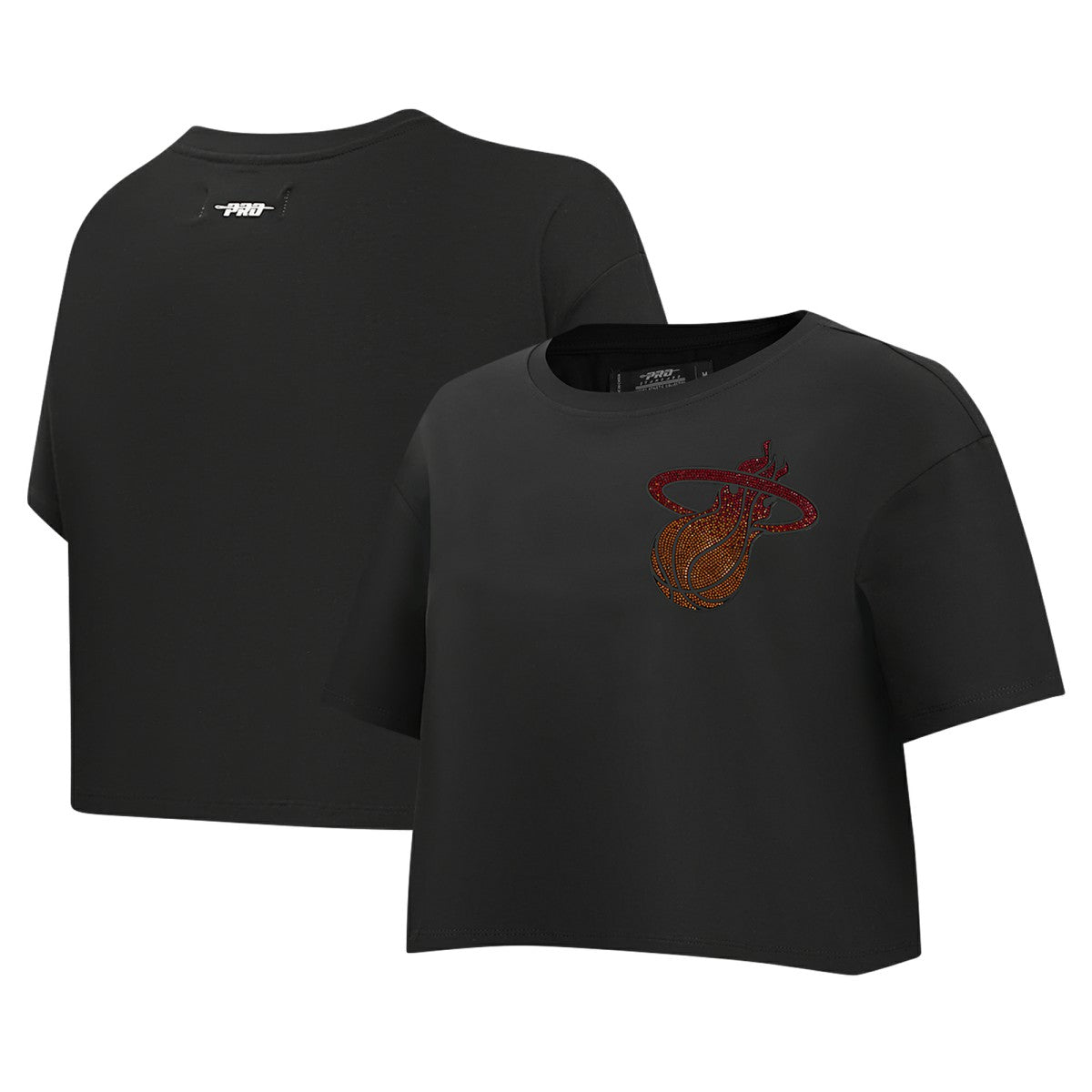 Black Miami Heat Pro Standard Women's Jewels Boxy Cropped T-Shirt | NBA