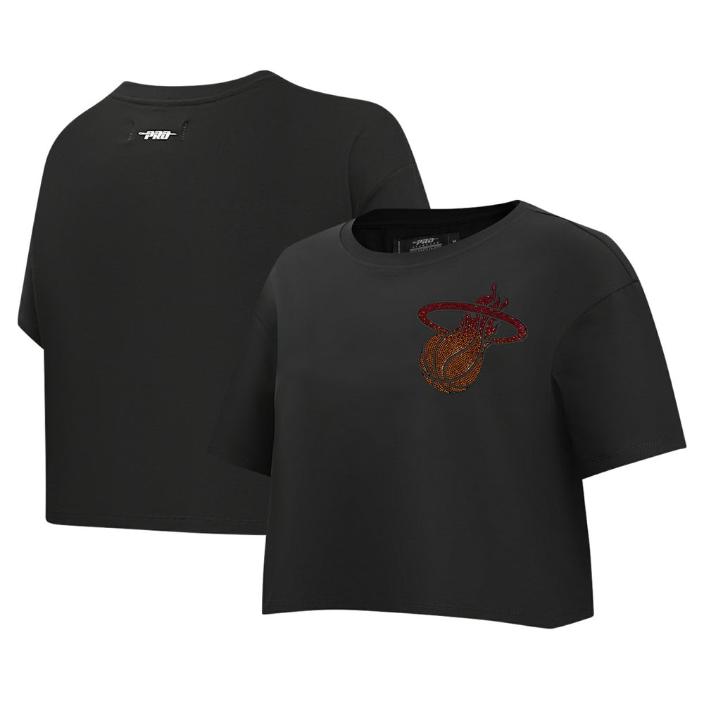 Black Miami Heat Pro Standard Women's Jewels Boxy Cropped T-Shirt | NBA
