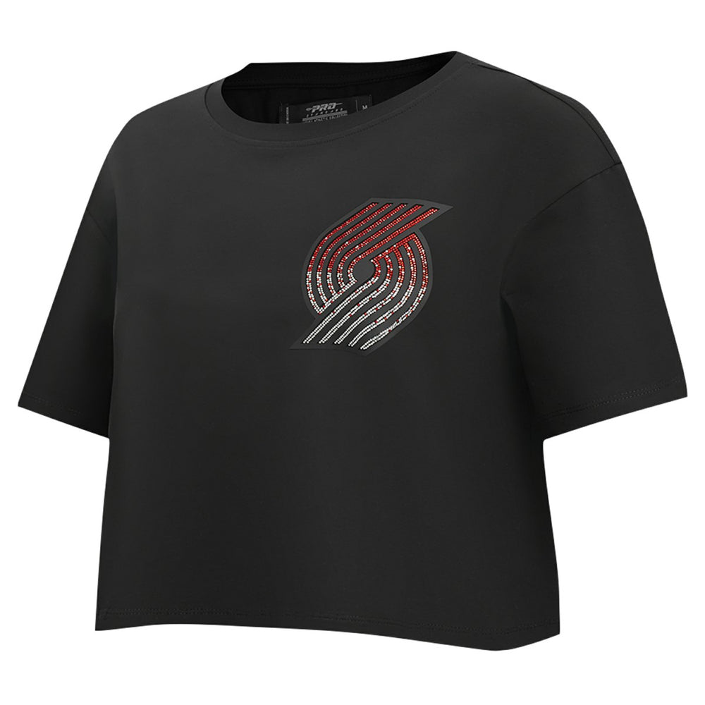 Black Portland Trail Blazers Pro Standard Women's Jewels Boxy Cropped T-Shirt | NBA